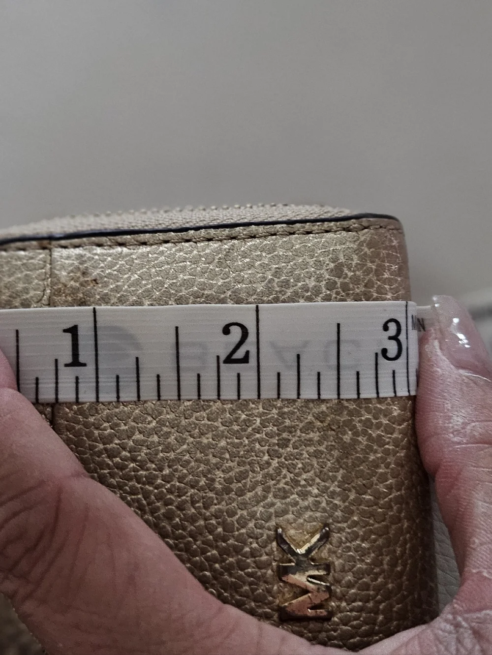 Michael Kors Metallic Gold Pebbled Leather Zip Around Card Coin Wallet.